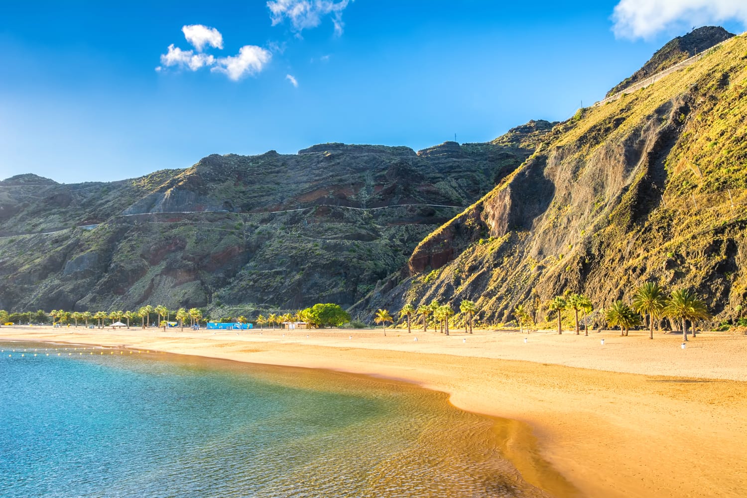 Amazing view of beach las Teresitas with yellow sand. Location: Santa Cruz de Tenerife, Tenerife, Canary Islands.