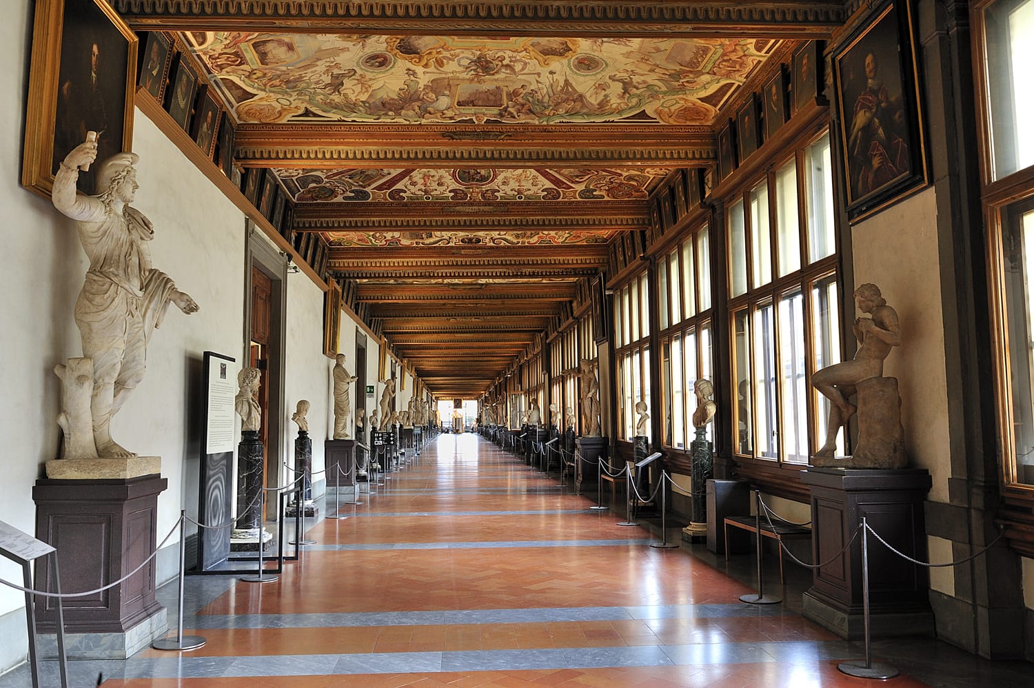 Uffizi Gallery, East Corridor, one of the main museums in Florence, and among the oldest and most famous art museums of Europe, Florence, Italy