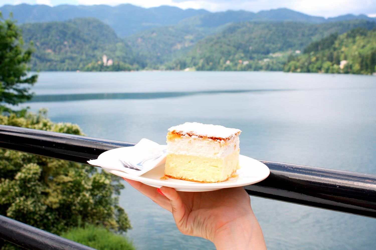 vanilla and custard cream cake at Lake Bled, Slovenia