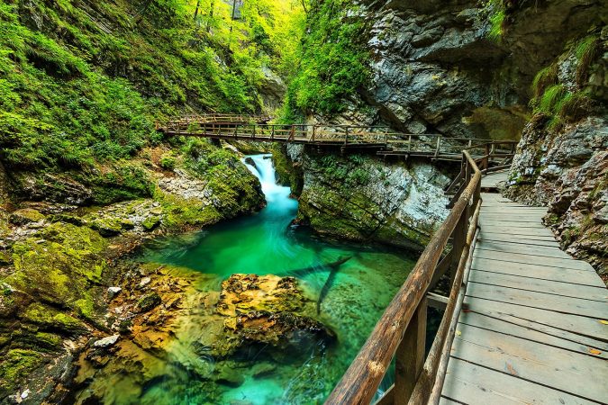 Vintgar gorge and wooden path,Bled,Slovenia
