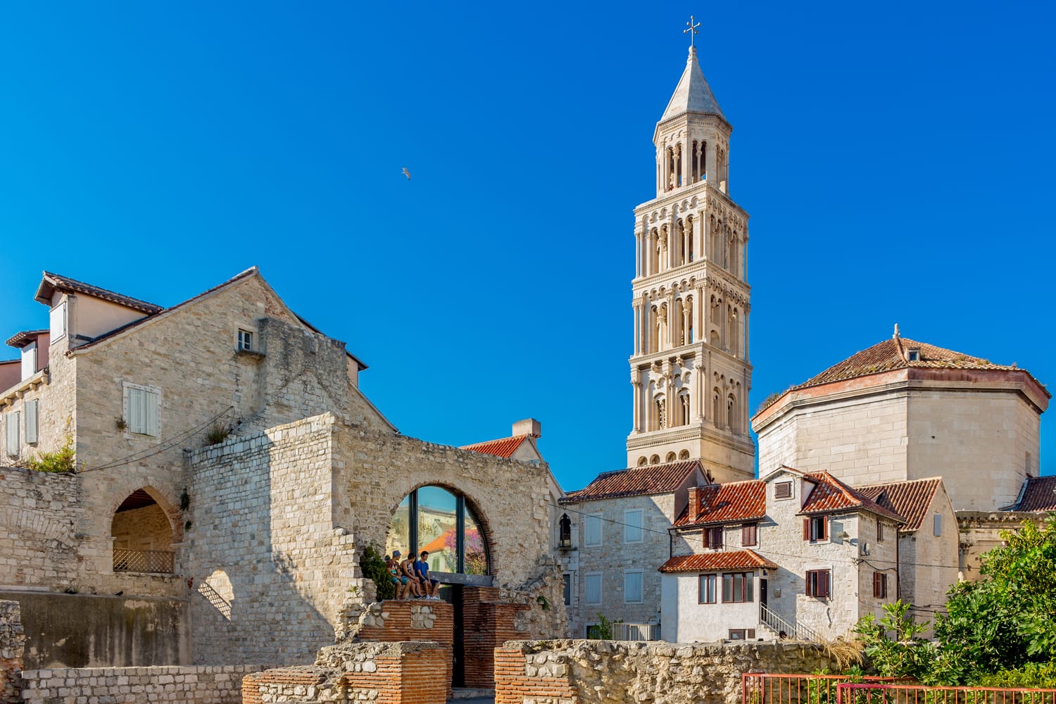 Saint Domnius Cathedral, view from Triclinium - former dining room, Diocletian's Palace. Split Croatia.