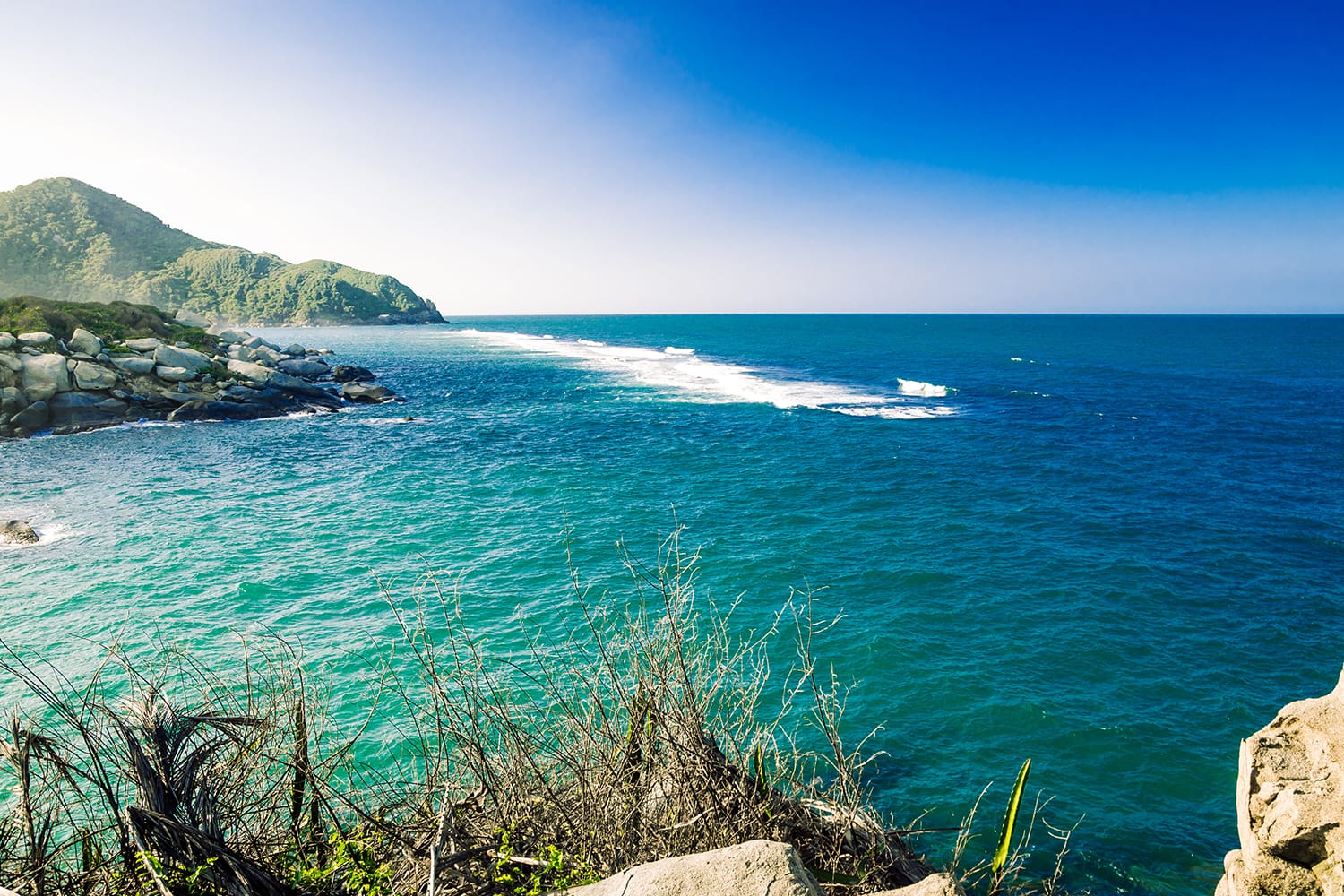 View on tropical sea by National park Tayona in Colombia