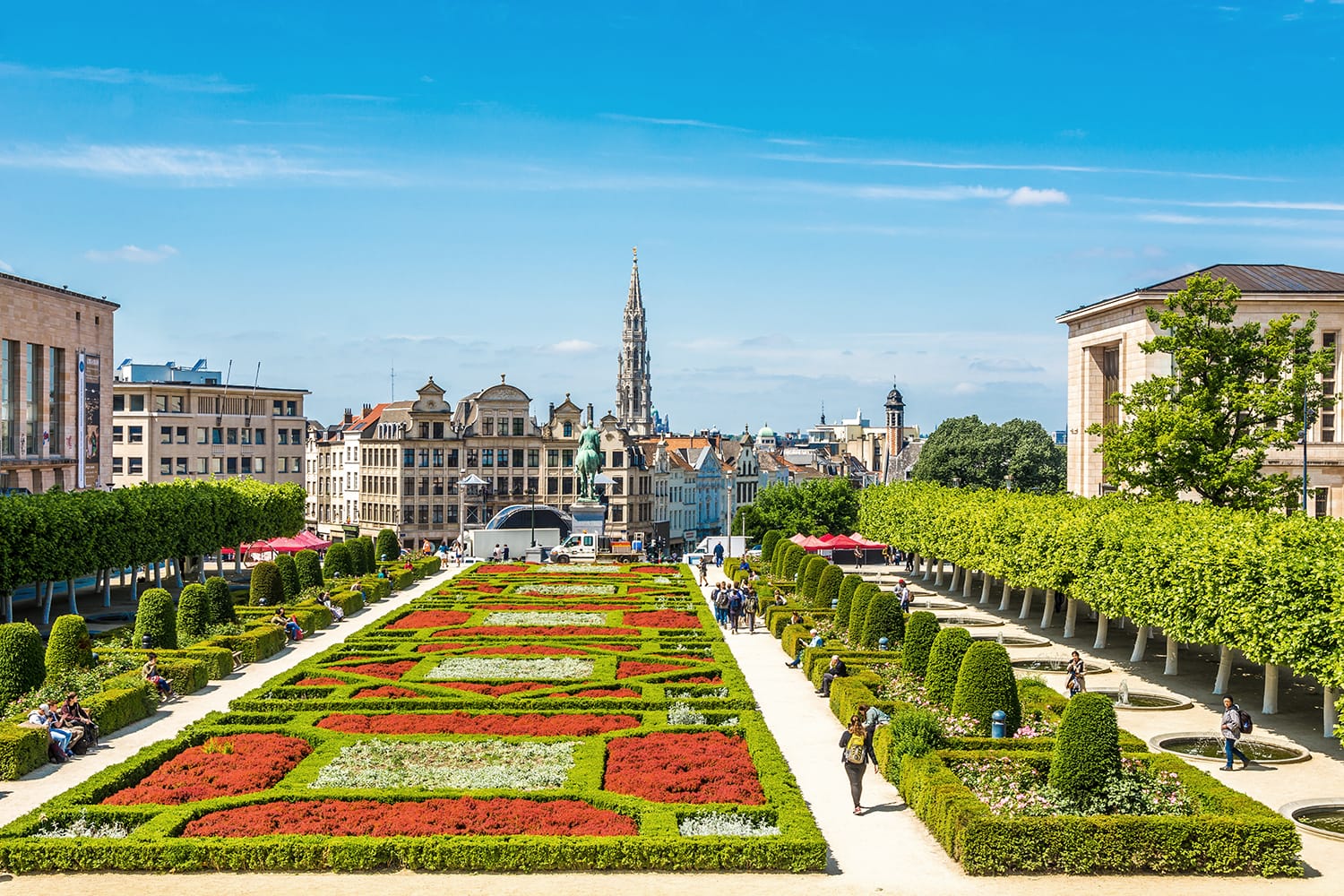 Park Monts des Arts in the streets of Brussels, Belgium