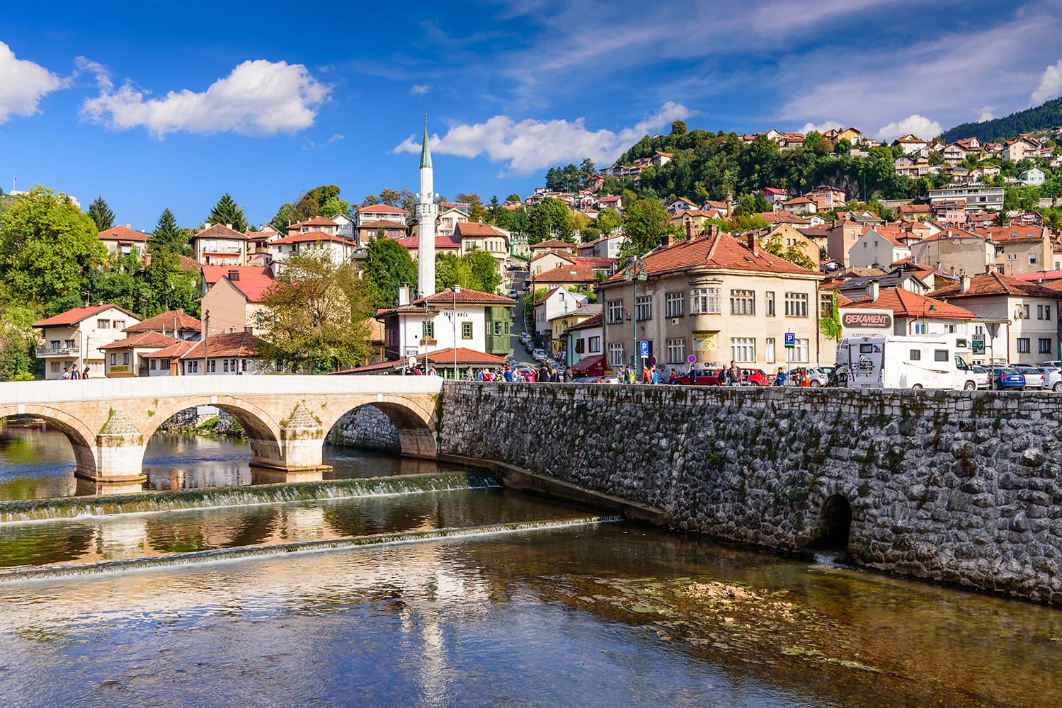View of the historic centre of Sarajevo, capital city of Bosnia and Herzegovina