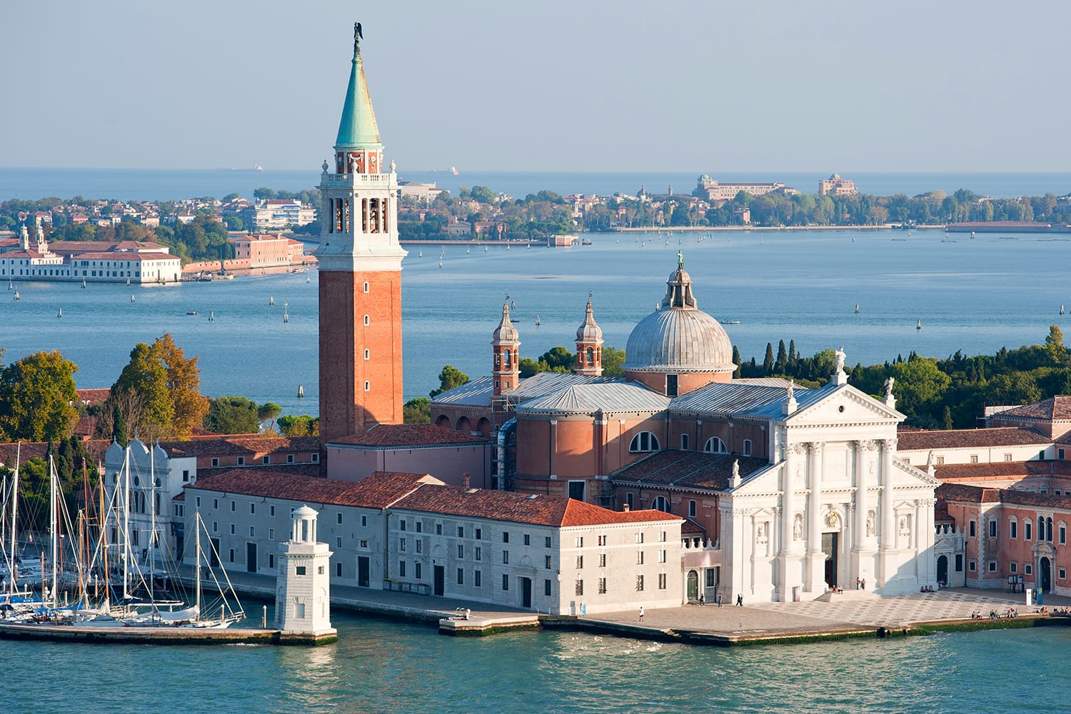 St. George island and Grand canal, aerial view. Venice, Italy