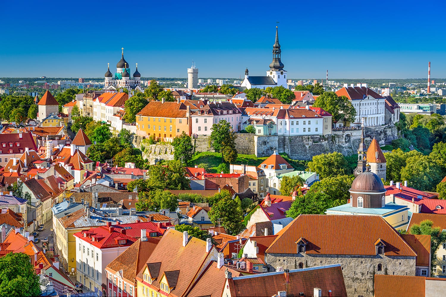 Tallinn, Estonia, old town skyline of Toompea Hill