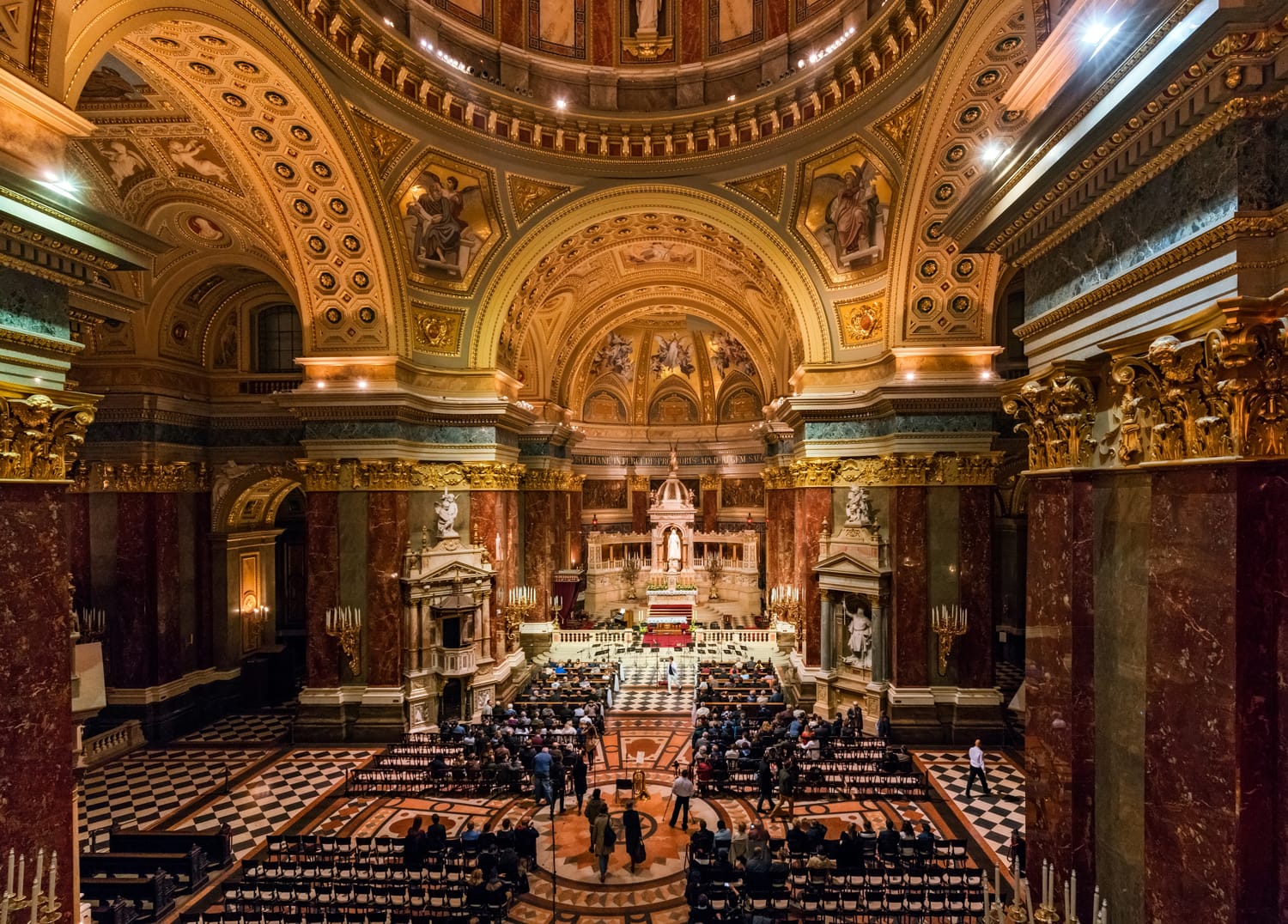 Interior of St. Stephen (Istvan) Basilica. Today, it is the third largest church building in present-day Hungary.
