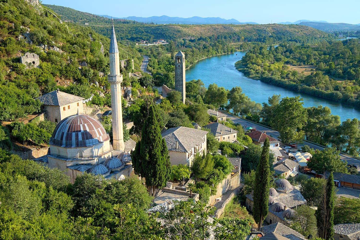 high view medieval Pocitelj fortified town, Bosnia and Herzegovina
