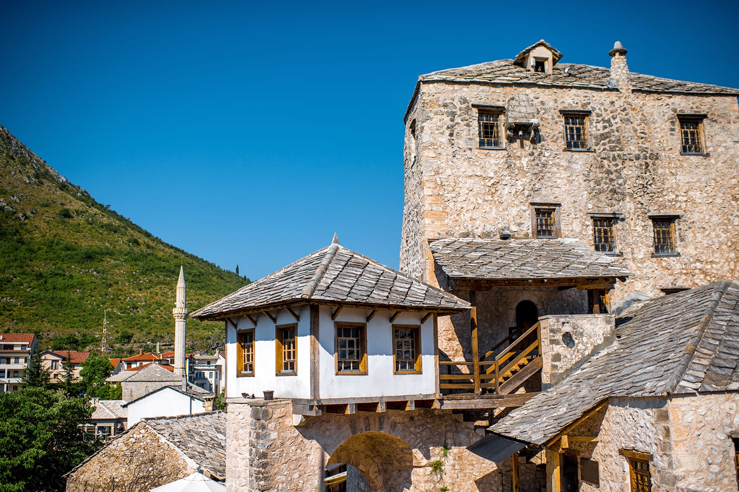 War museum building in Mostar city in Bosnia and Herzegovina