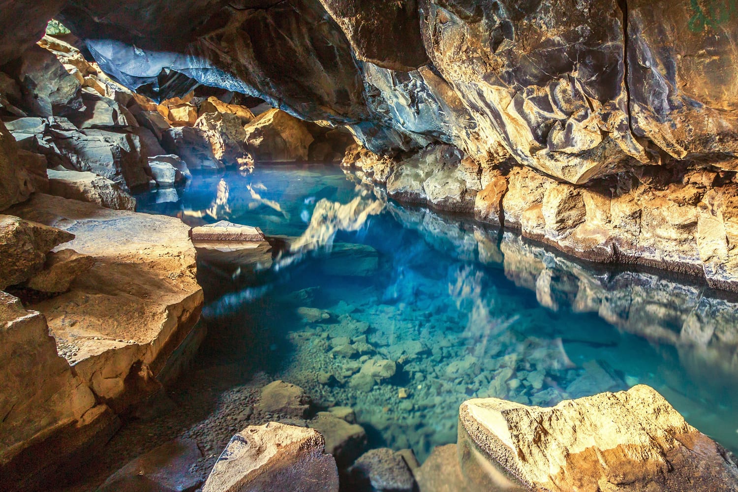 Grjótagjá, a natural hot spring, Iceland