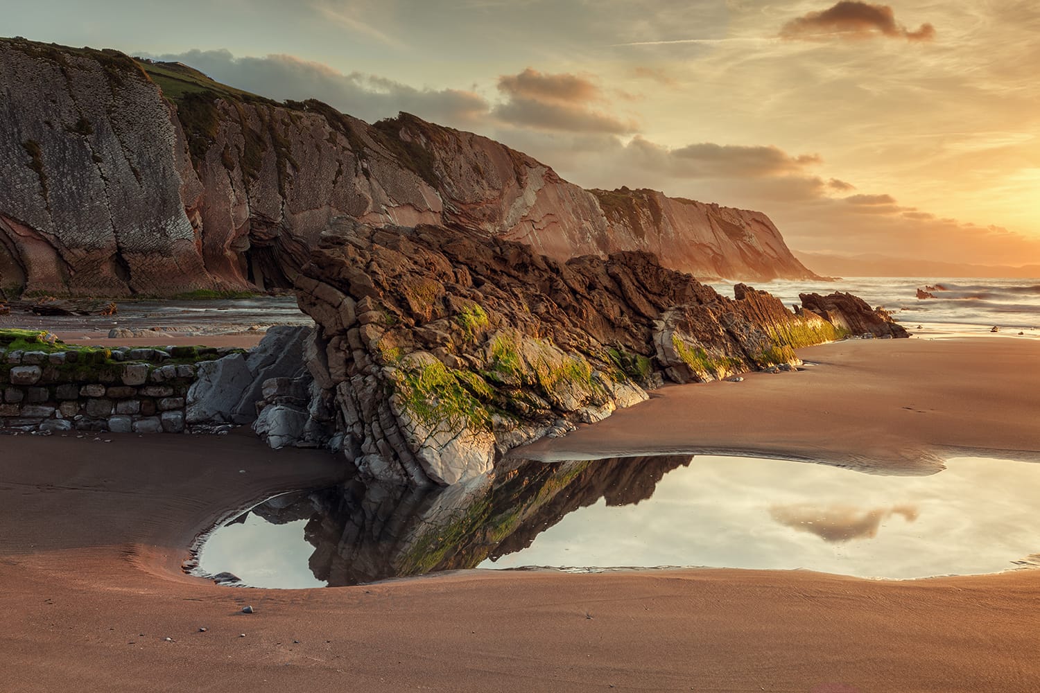 Itzurun beach, flysch of Zumaia on the coast of Gipuzkoa, Spain
