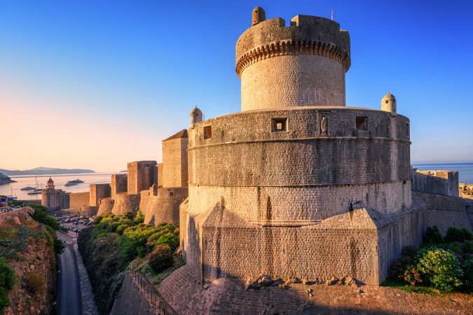 Minceta Tower and Dubrovnik medieval old town city walls, Croatia
