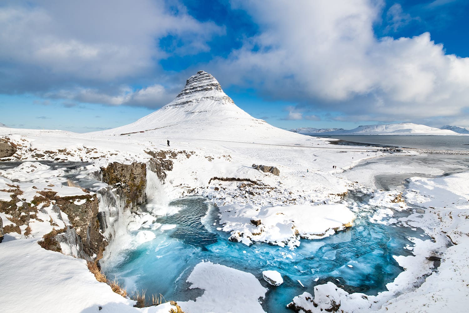 Beautiful Mt Kirkjufell in winter, Iceland