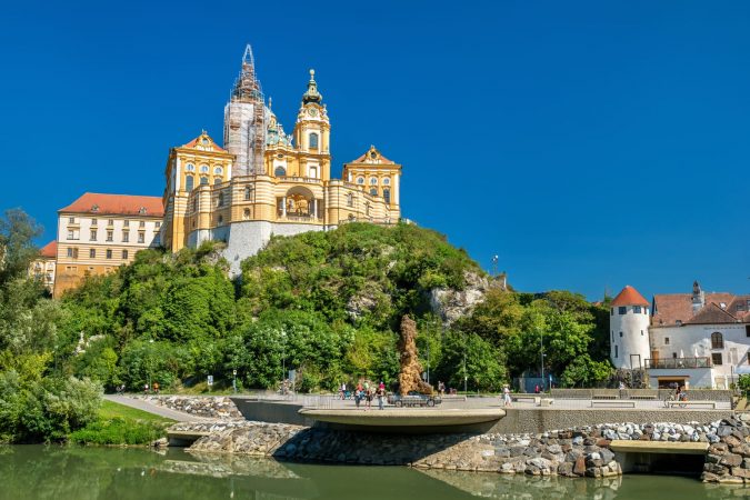 View of Stift Melk, a Benedictine abbey above the town of Melk, Lower Austria