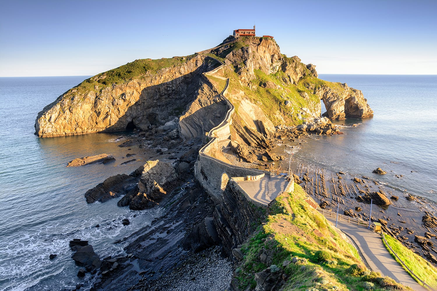 Sunrise view to gaztelugatxe island at basque country, Spain