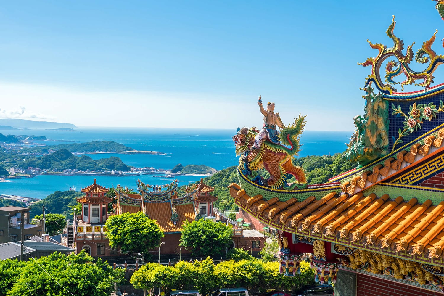 Temple at Jiufen Old Street in Taipei Taiwan