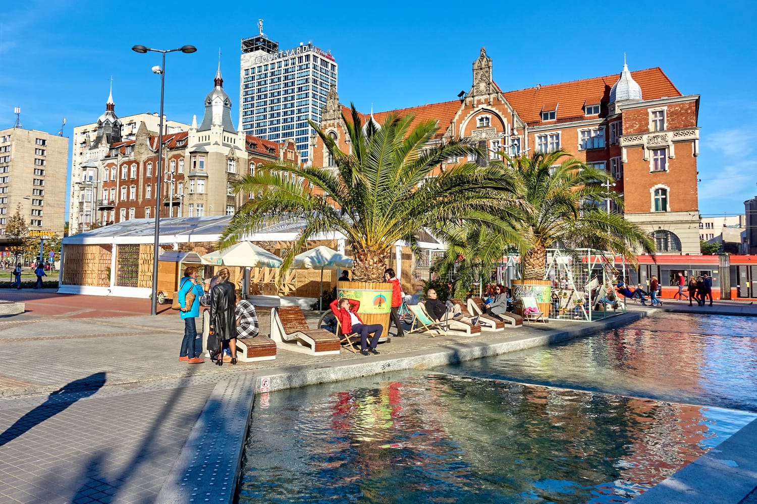 Main square in Katowice, Poland.