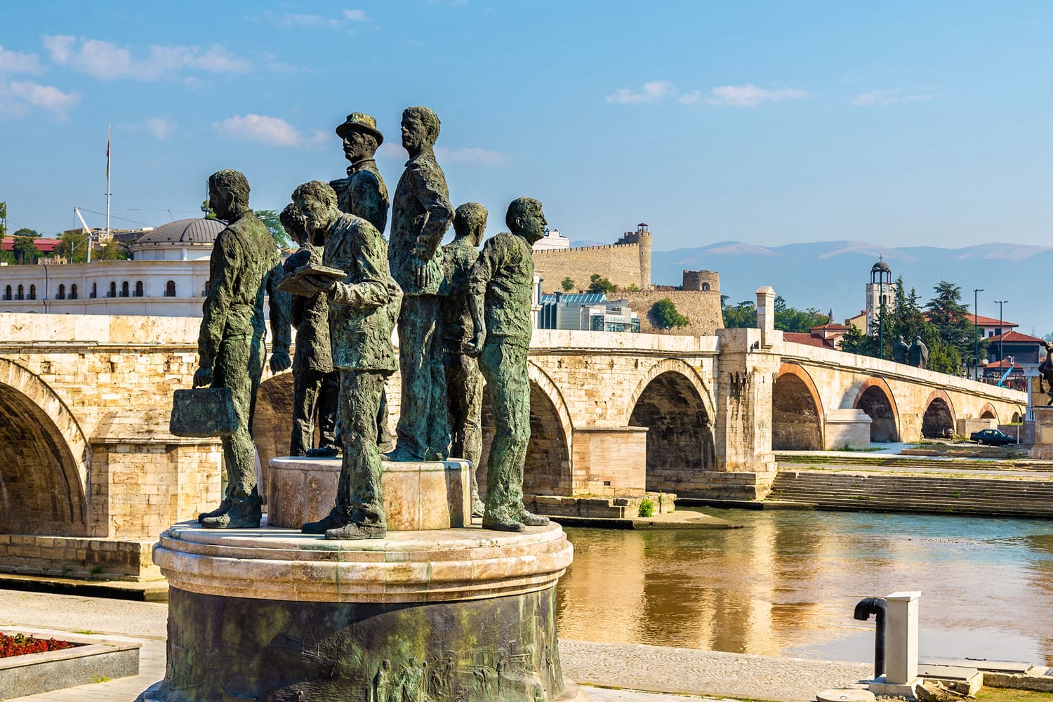 Monument of the Boatmen of Salonica in Skopje, Macedonia