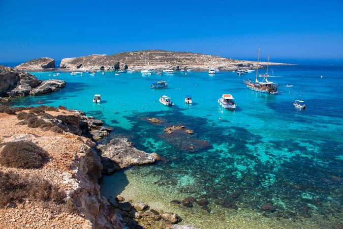 Blue lagoon at Comino island, Malta