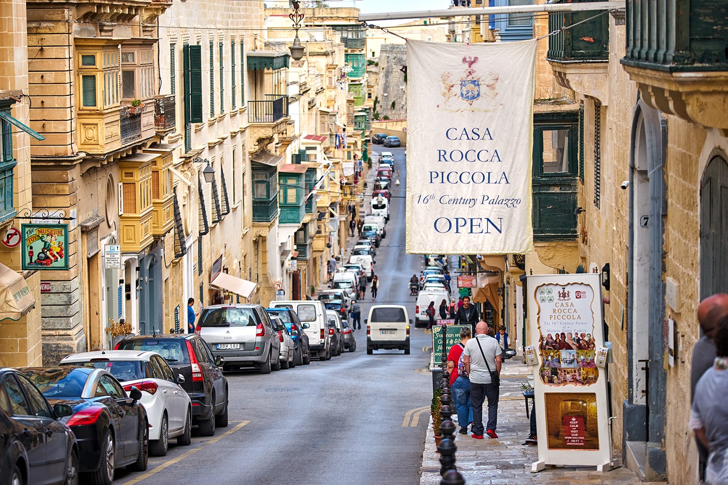 Casa Rocca Piccola museum at the street of Valletta, Malta