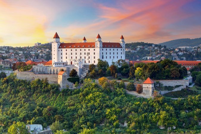 Bratislava castle at sunset