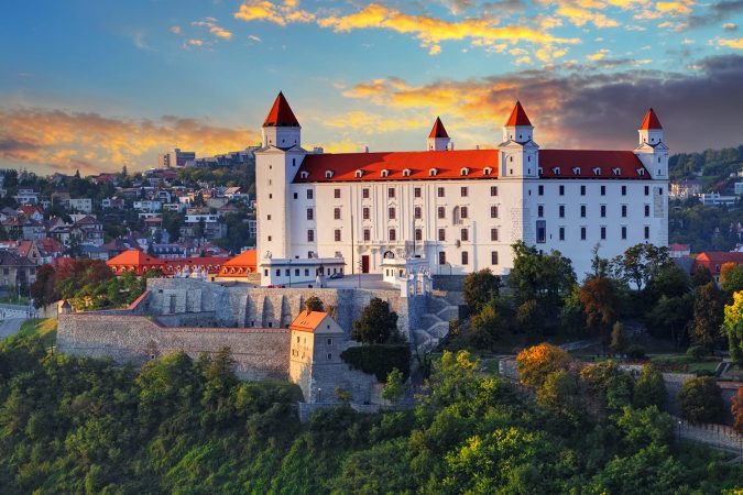 Bratislava castle at sunset