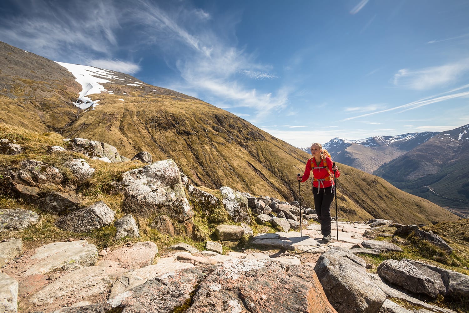 Hiker on Ben Nevis in Scotland, UK