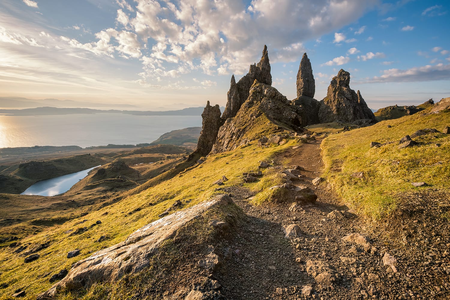 The Old Man of Storr at sunrise on Isle of Skye, Scotland, UK
