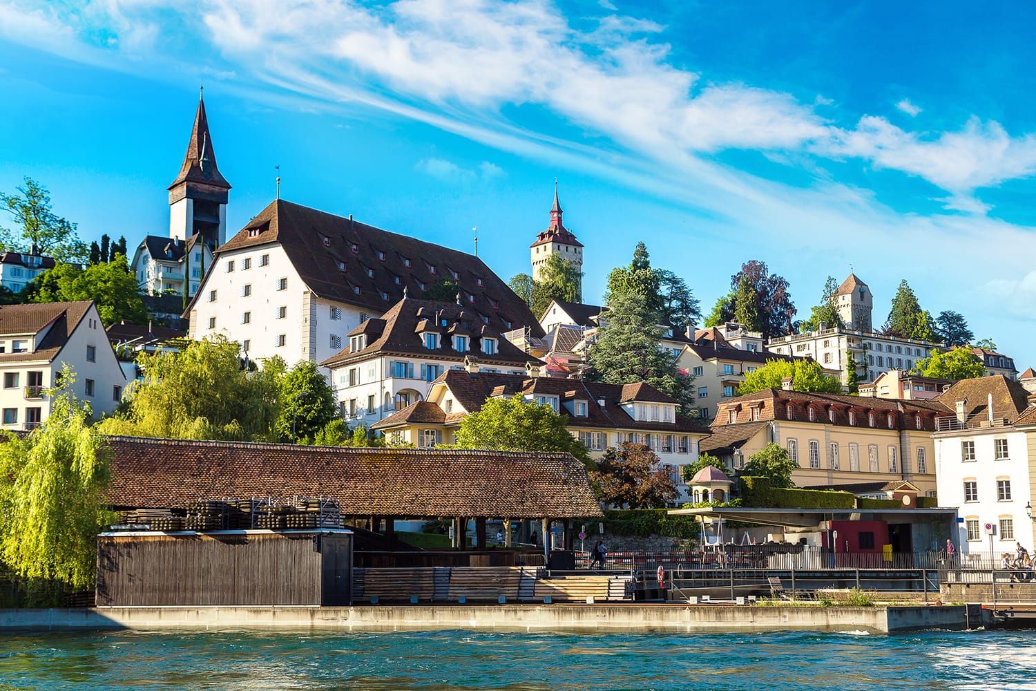 Historical city center of Lucerne in a beautiful summer day, Switzerland