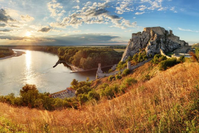 Sunset at Devin Castle in Bratislava, Slovakia