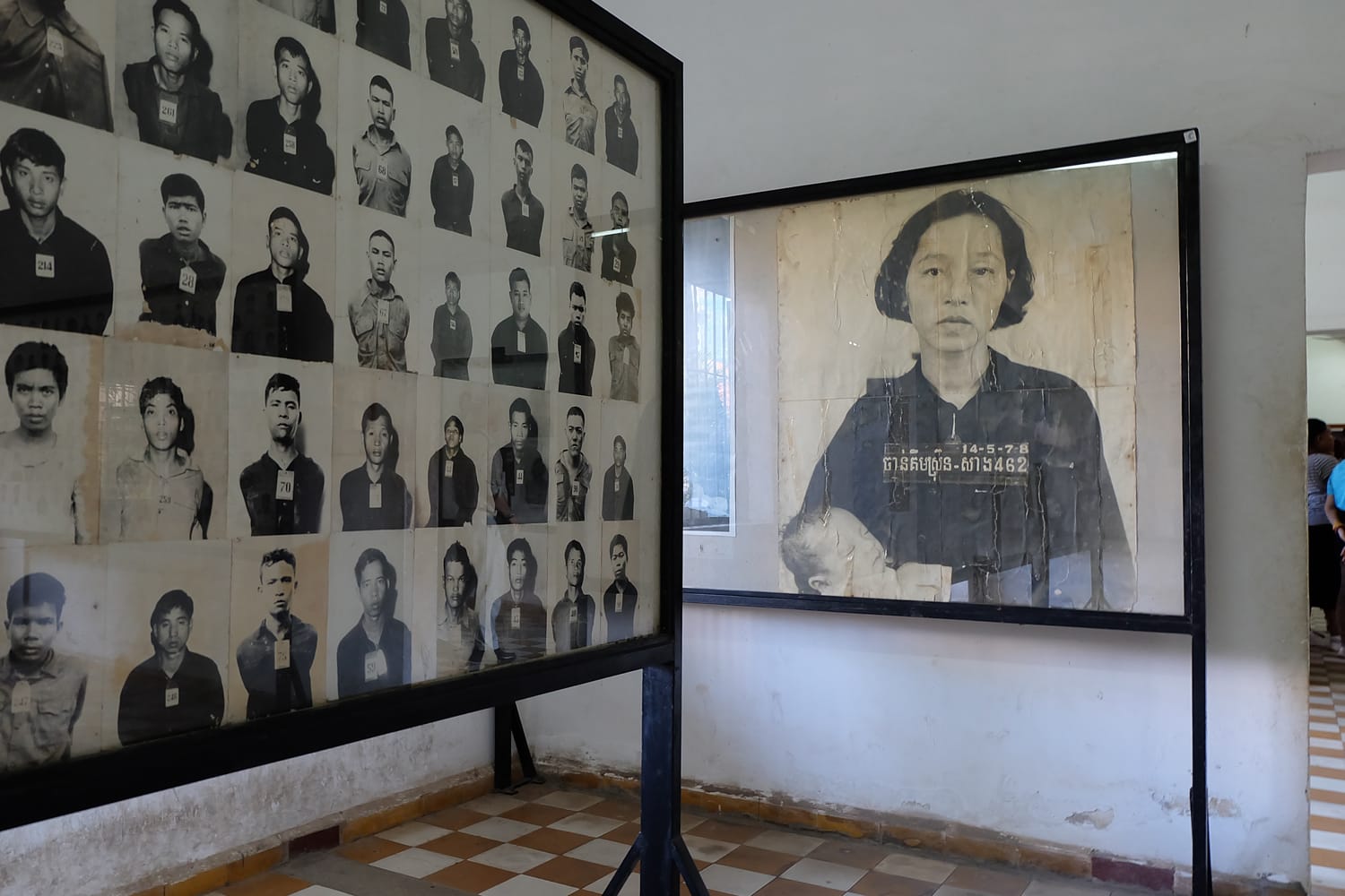Exhibit at Toul Sleng Genocide Museum in Phnom Penh, Cambodia