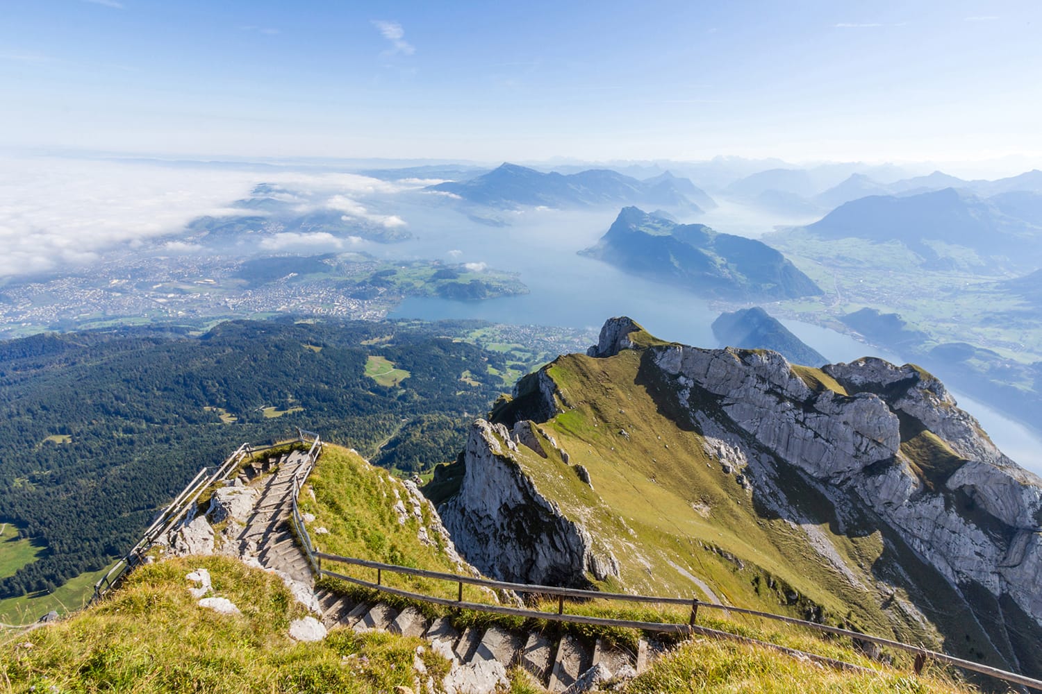 View of Swiss Alps from Mt. Pilatus in Lucerne, Switzerland