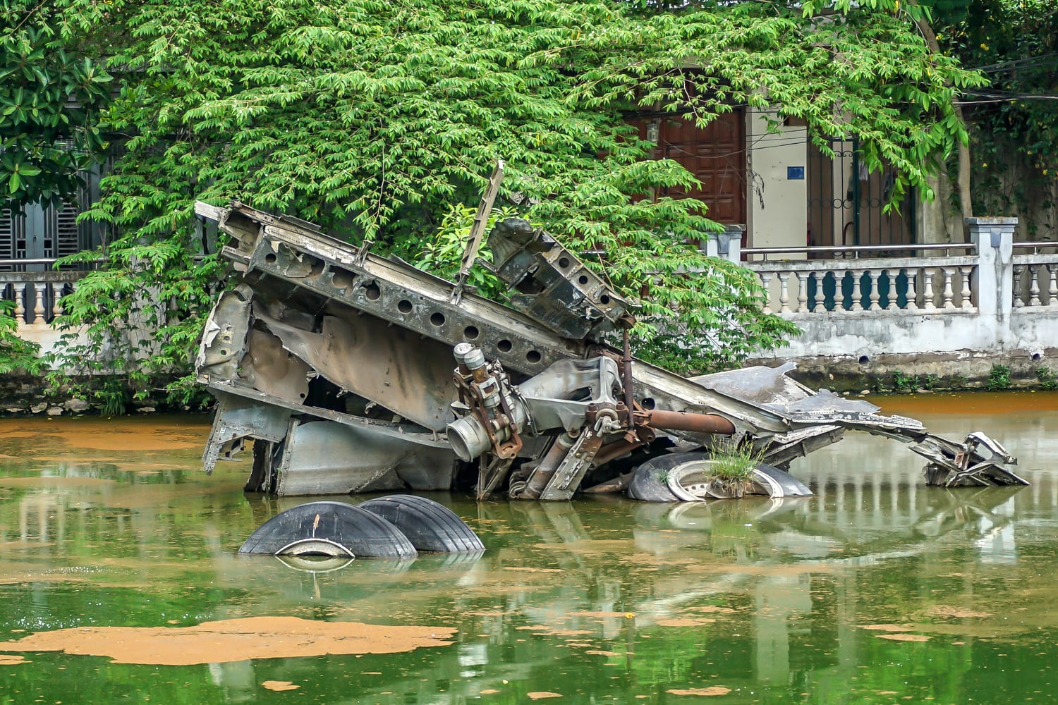 The small Huu Tiep lake contains the wreckage of a USAF B-52 bomber shot down over Hanoi in 1972