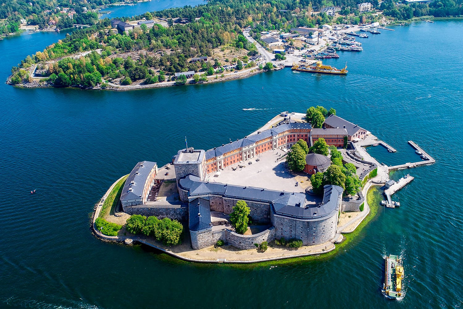 Aerial view of castle in Vaxholm, Sweden