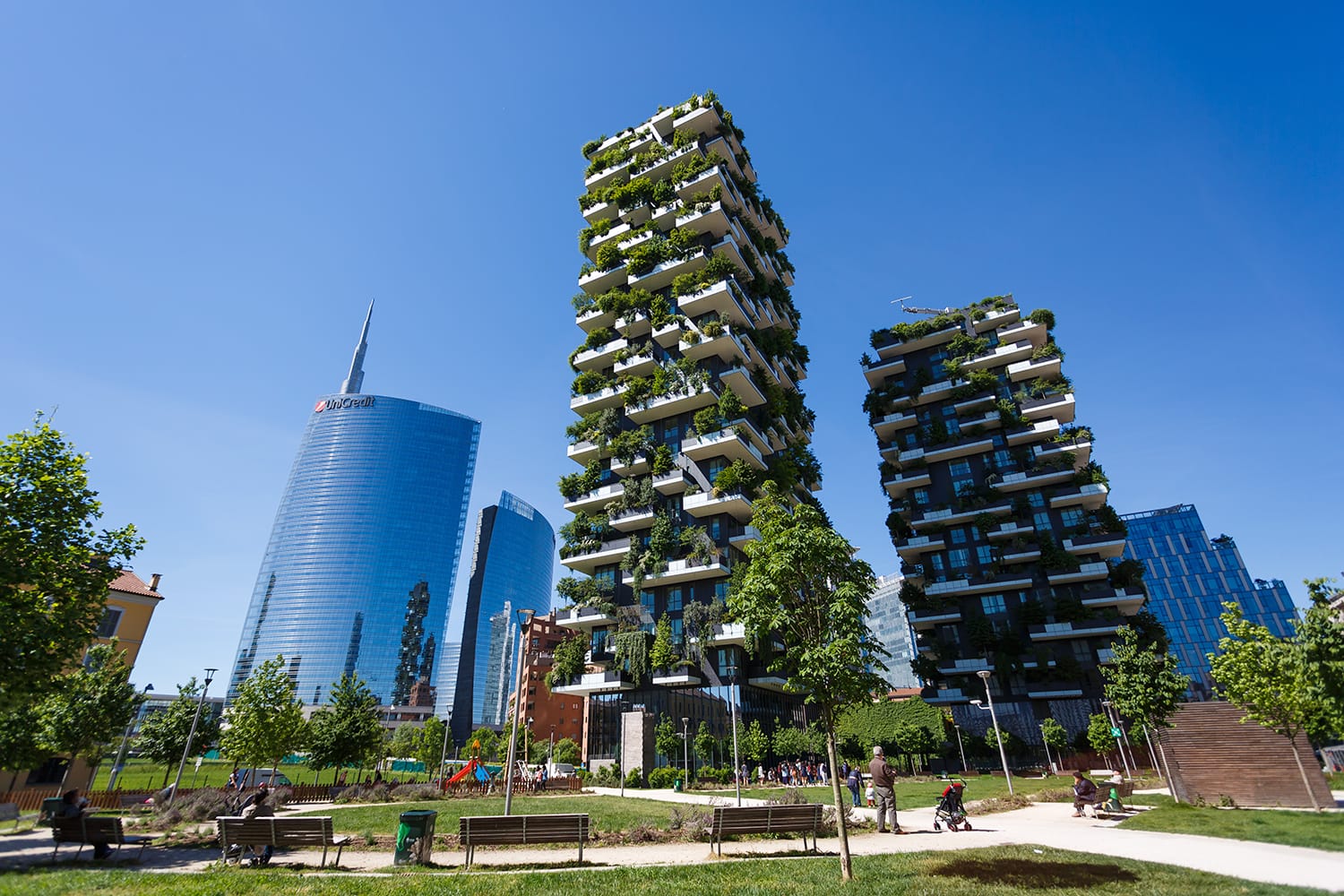 Bosco Verticale, vertical forest apartment buildings in Milan, Italy