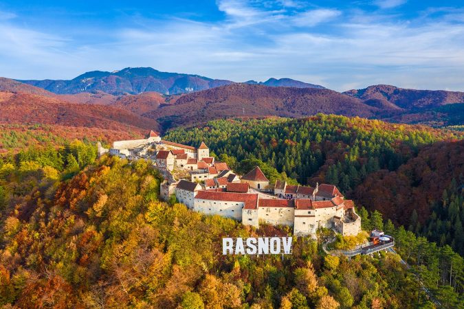 Landscape with Medieval fortress Rasnov, Brasov , Transylvania, Romania
