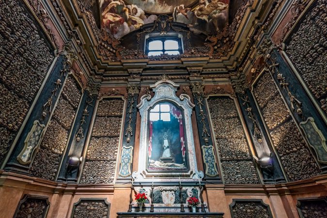 San Bernardino alle Ossa is a church in Milan, known for its ossuary, decorated with human skulls and bones