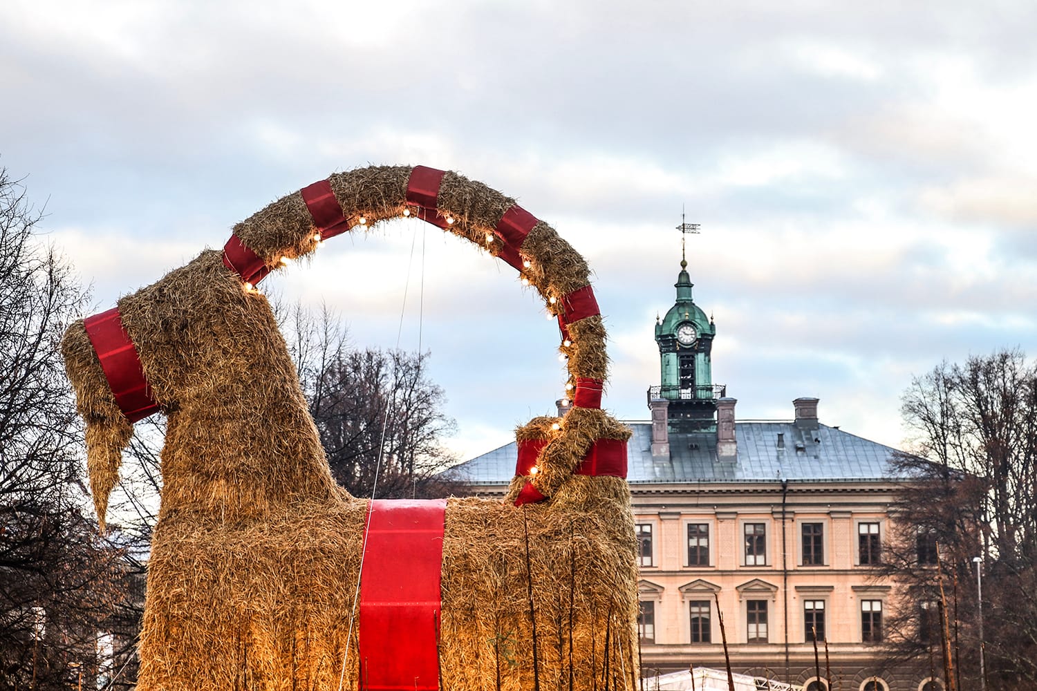 Straw goat in Gavle, Sweden