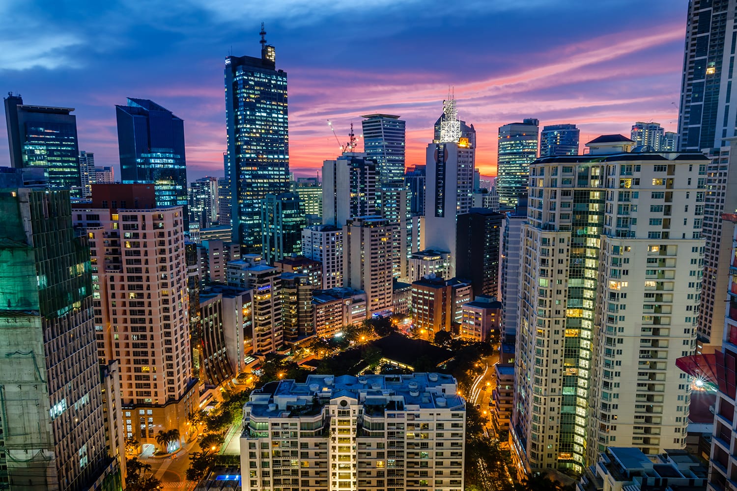 Aerial view of Makati in Manila, Philippines