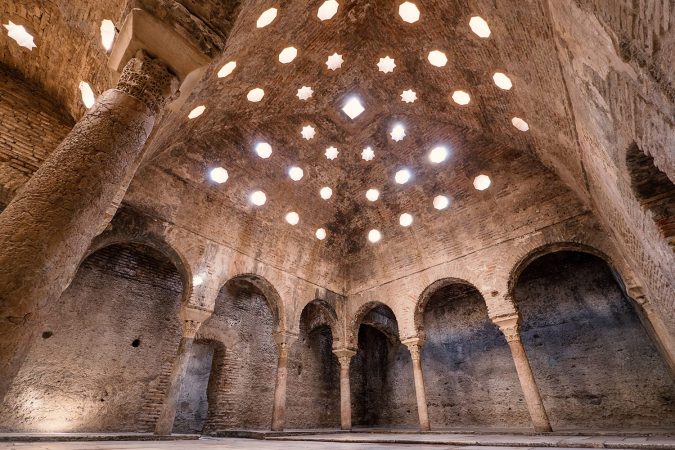 Interior view of the Arabic Baths El Banuelo, Granada, Spain