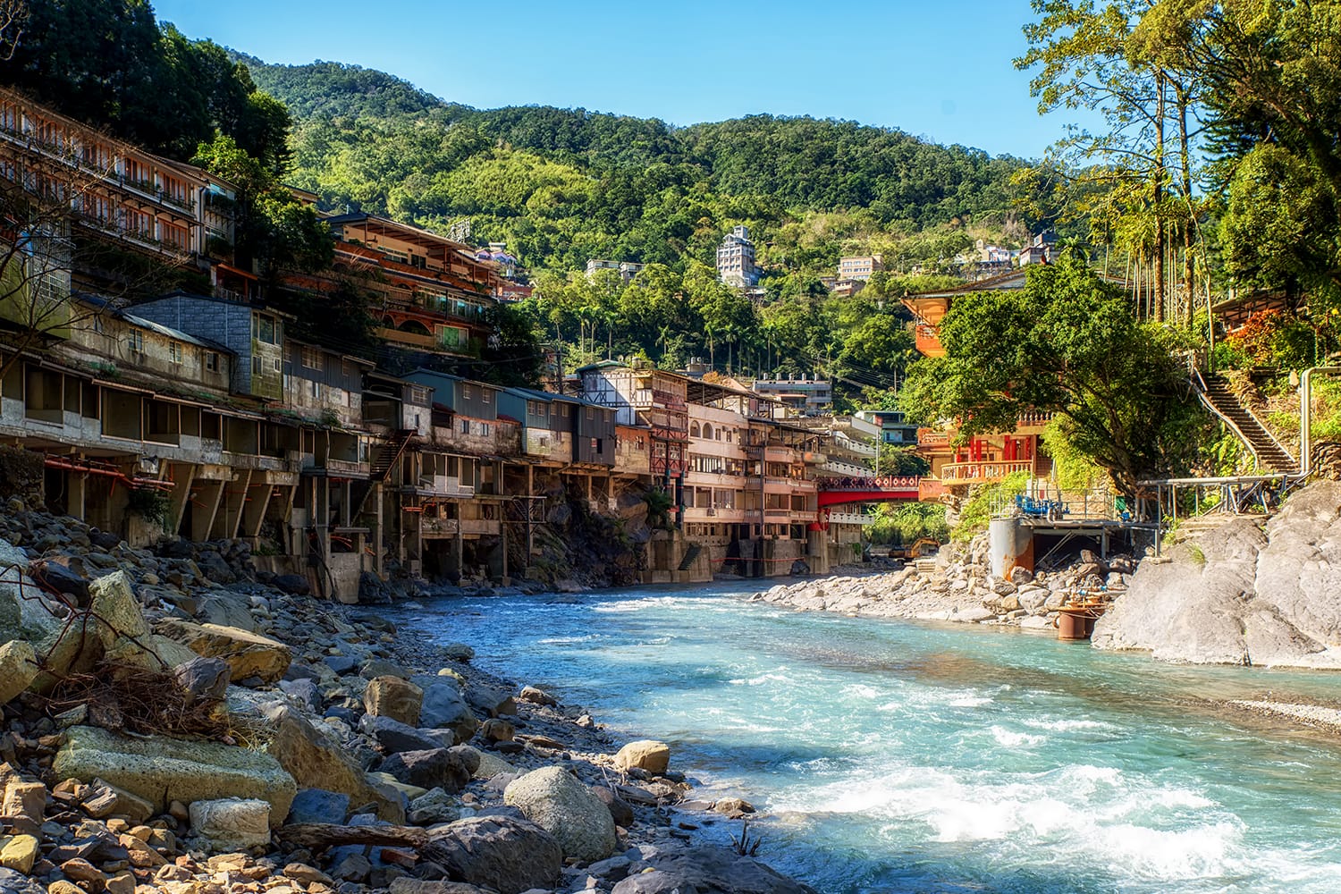 River in the center Wulai village, Taiwan. It is a popular spa near Taipei.