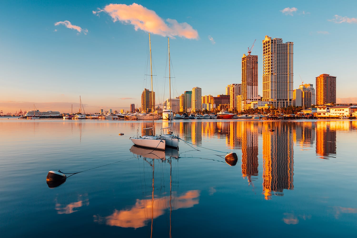Skyline of Manila City and Manila Bay, Philippines