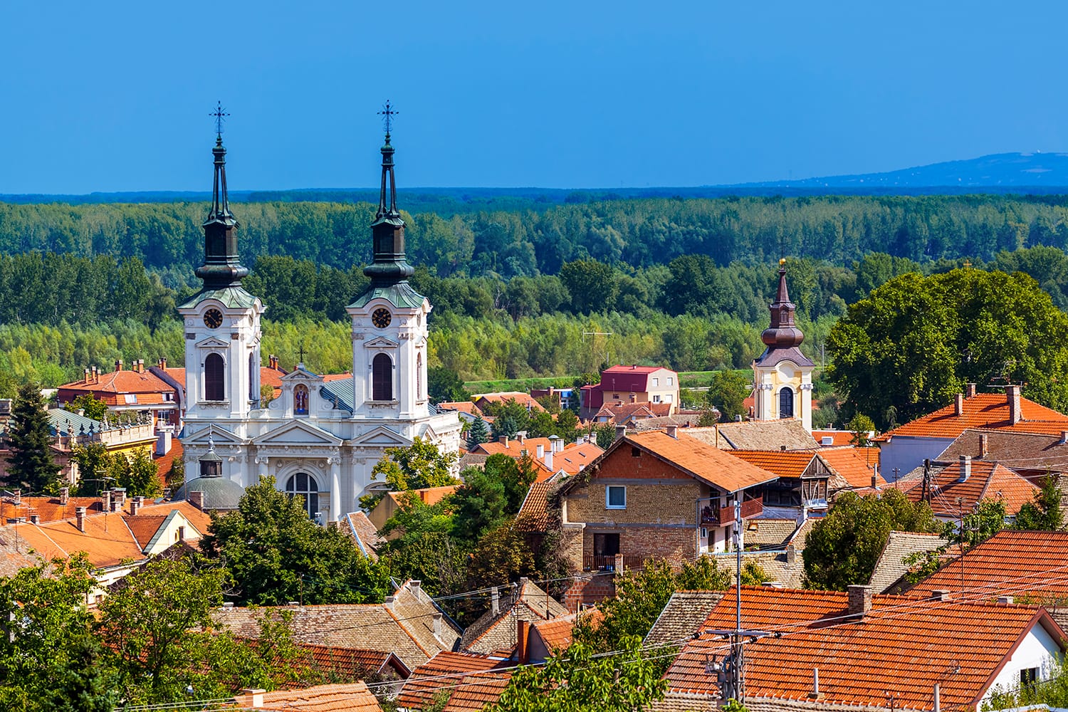 Aerial view of Sremski Karlovci, Serbia
