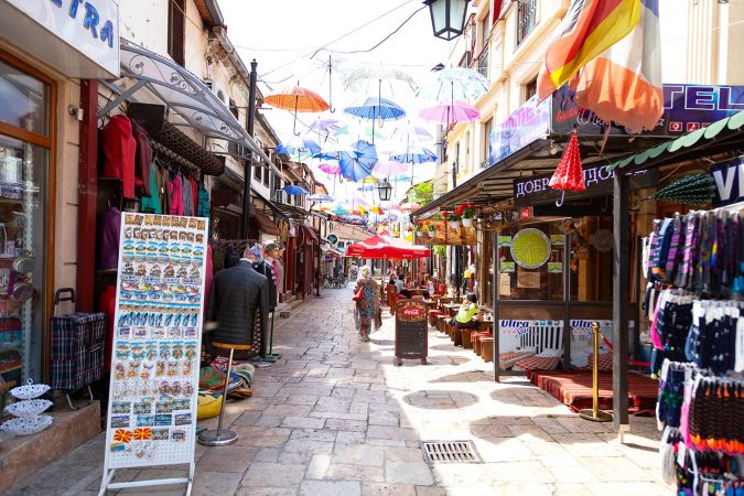 Streets of the Old bazaar in Skopje, Macedonia