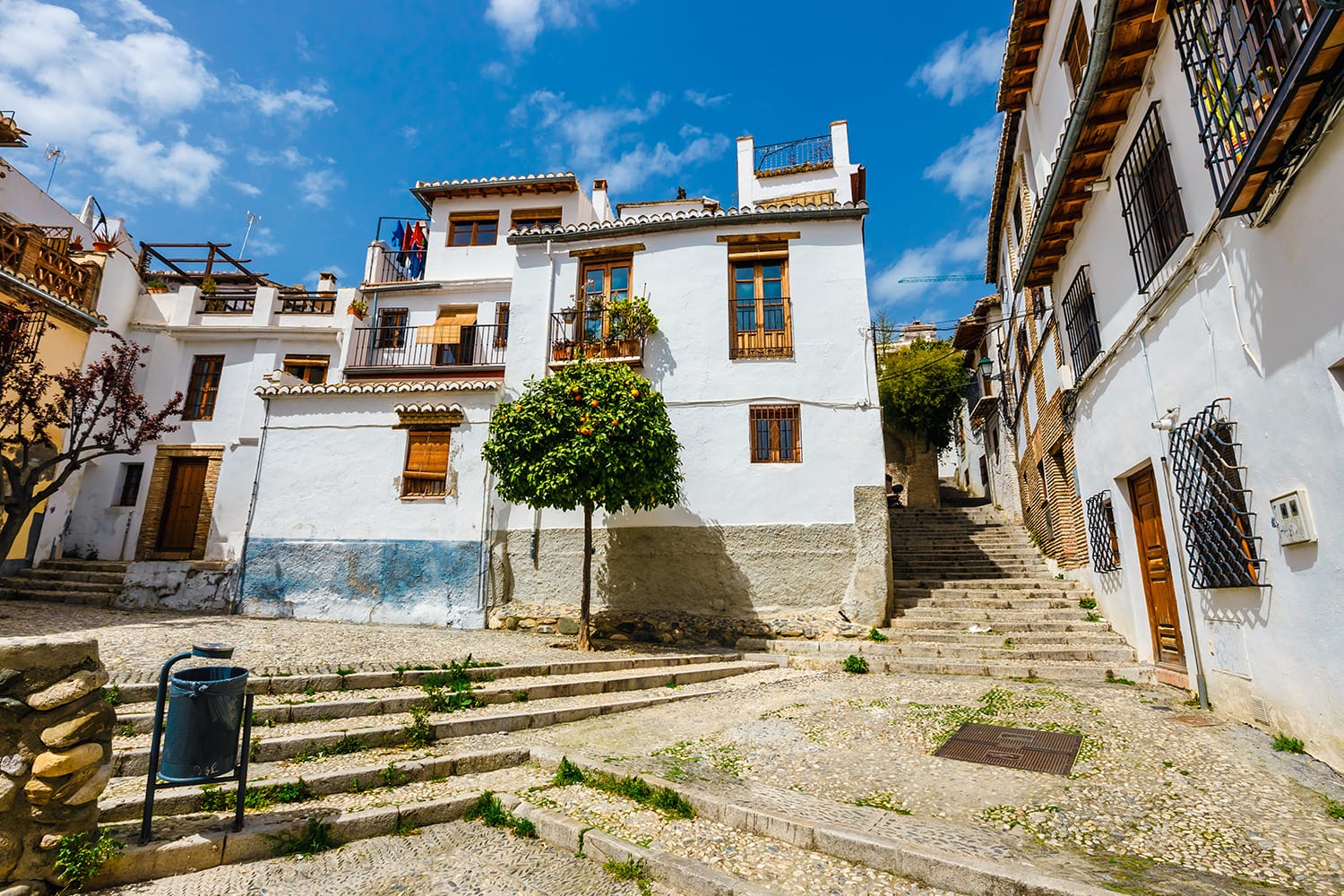 Traditional arabic architecture of Andalusia, Albaicin Moorish medieval quarter, Granada, Spain