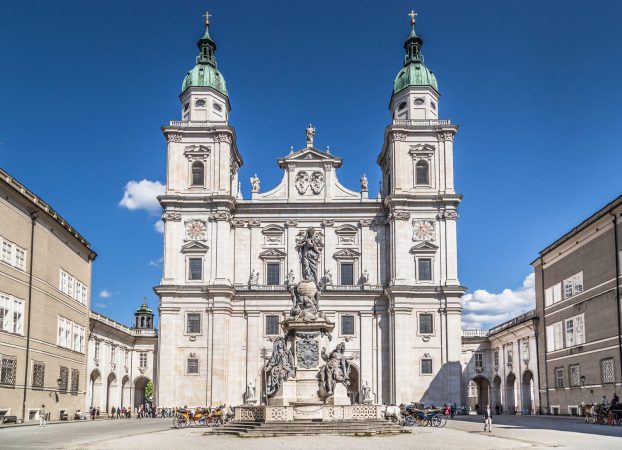 Famous Salzburg Cathedral (Salzburger Dom) at Domplatz, Salzburg Land, Austria