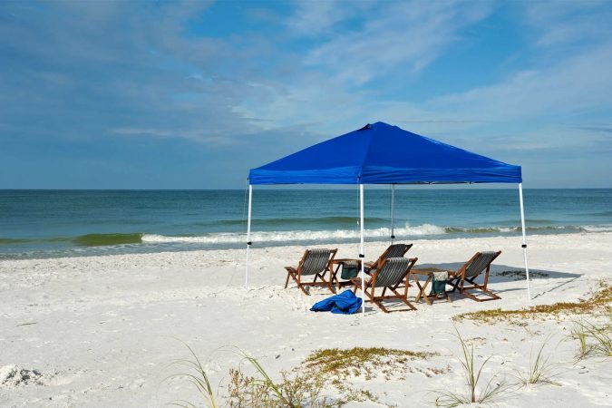Canopy tent set up on the beach