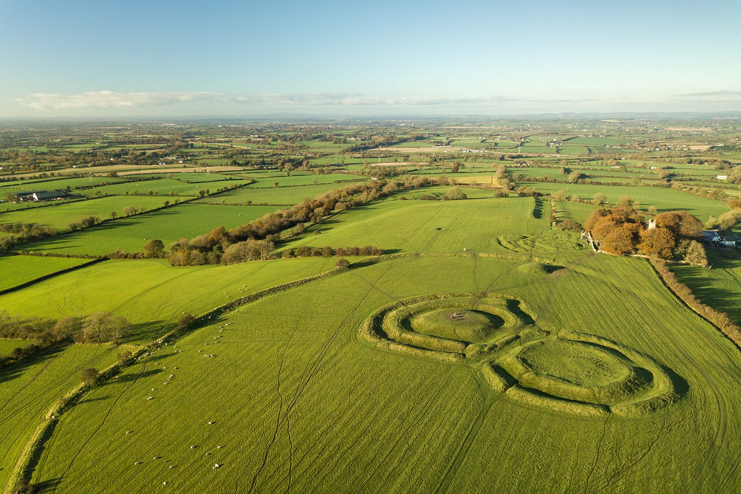Aerial view of Hill of Tara in Ireland