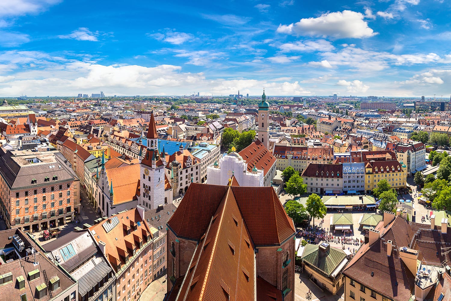 Aerial view of Munich, Germany as seen from St. Peter's Church