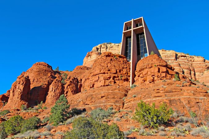 The Chapel of the Holy Cross set among red rocks in Sedona, Arizona